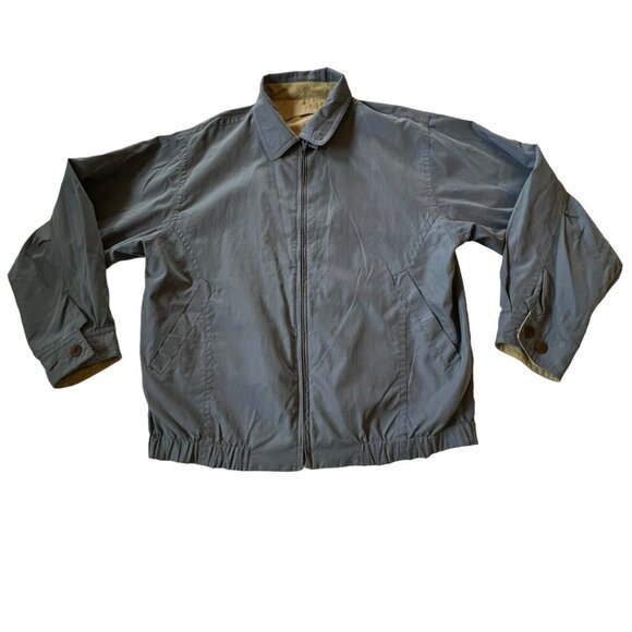 Rainforest Bomber Jacket Coat Chore  Reversible Large Tan Blue Pockets READ - Picture 3 of 13